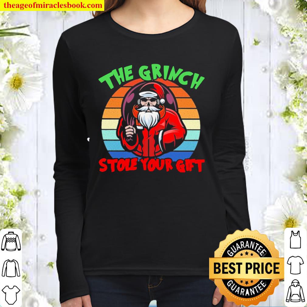 The Grinch he stole your gift vintage Christmas Women Long Sleeved
