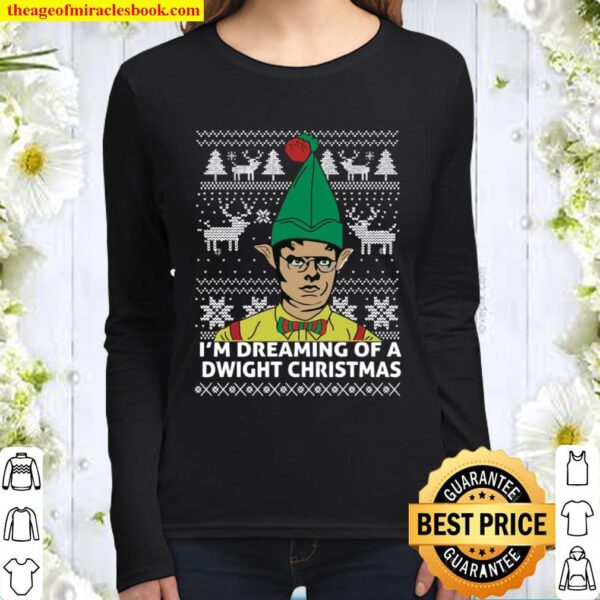 The Office Ugly Christmas Sweater, I_m Dreaming Of A Dwight Christmas Women Long Sleeved