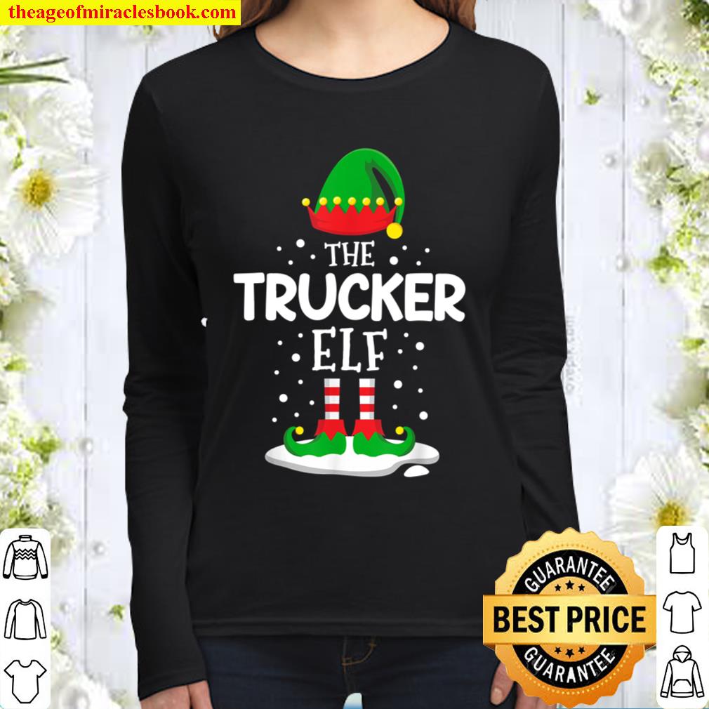 The Trucker Elf Christmas Family Matching Costume PJs Cute Women Long Sleeved