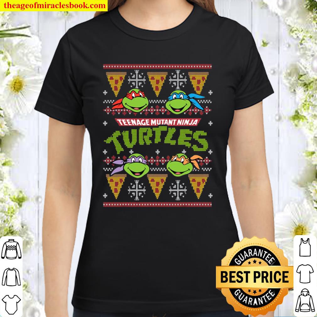 Tmnt Ugly Christmas Sweater With Pizza Classic Women T-Shirt