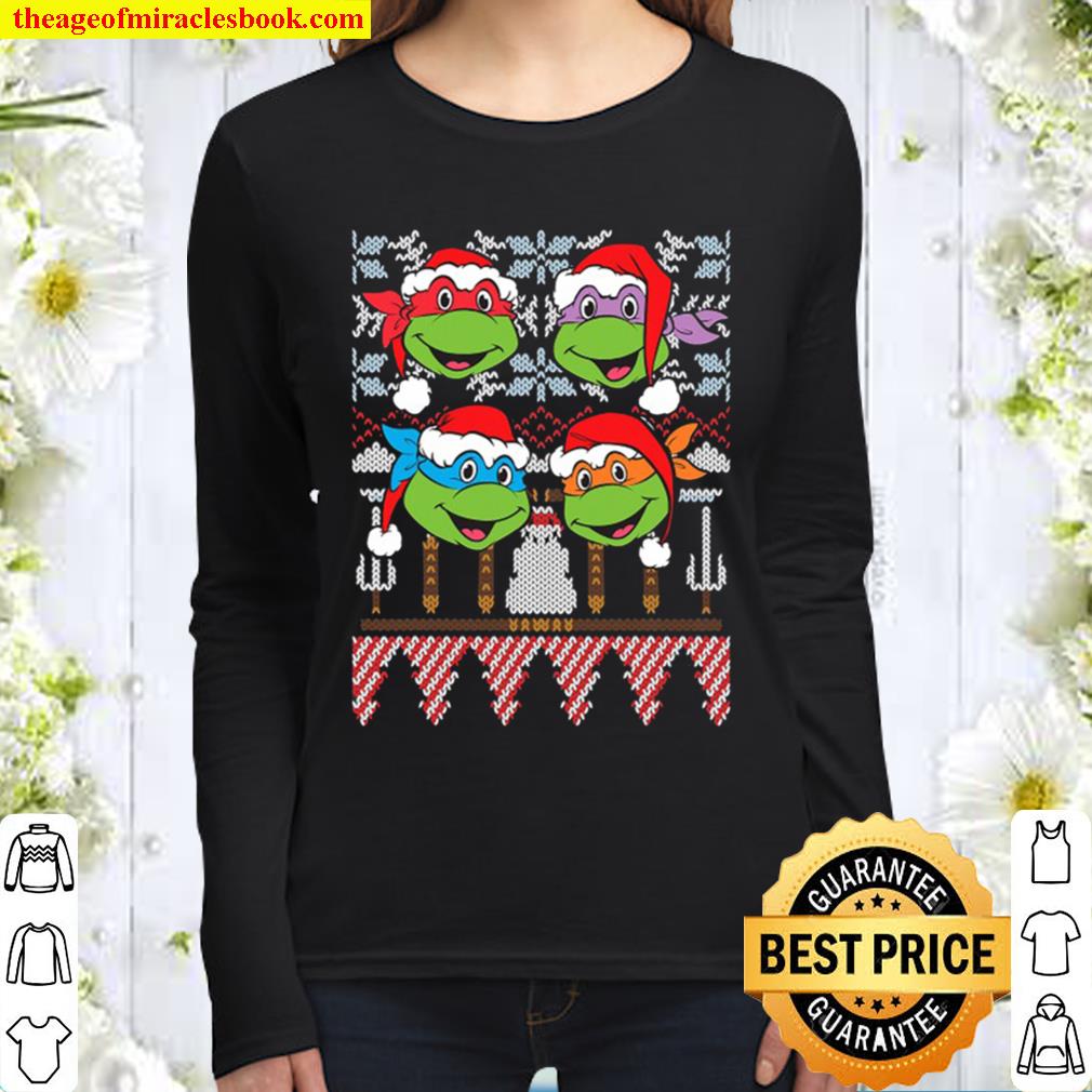 Tmnt Ugly Xmas Sweaters All Turtles Women Long Sleeved