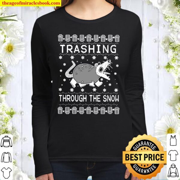 Trashing Mouse Through The Snow Ugly Christmas Women Long Sleeved