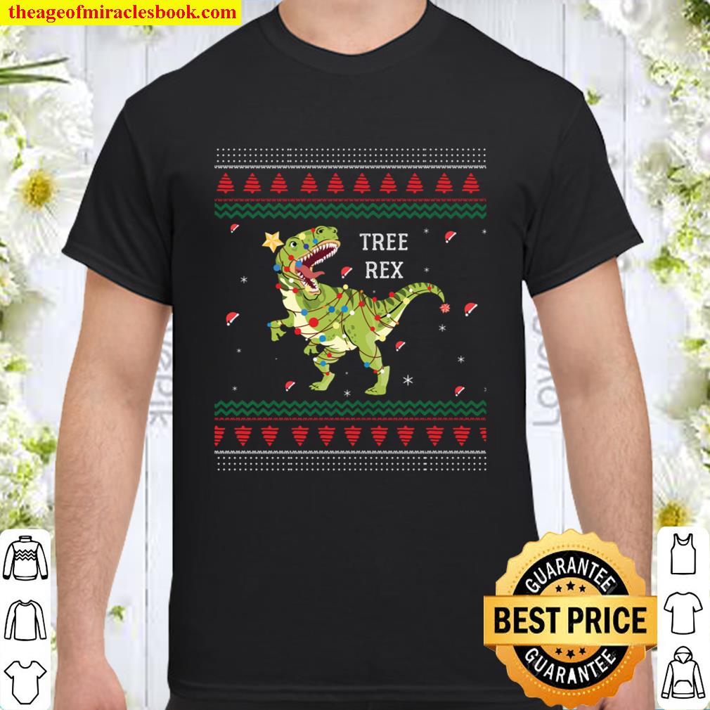 Tree Rex Trex Dinosaur Light Ugly Christmas Sweater Pajamas Shirt