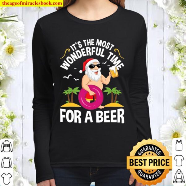 Tropical Christmas It’s The Most Wonderful Time For A Beer Women Long Sleeved
