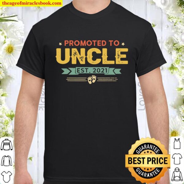 Vintage Retro Uncle Promoted To Uncle Est.2021 Baby Shirt