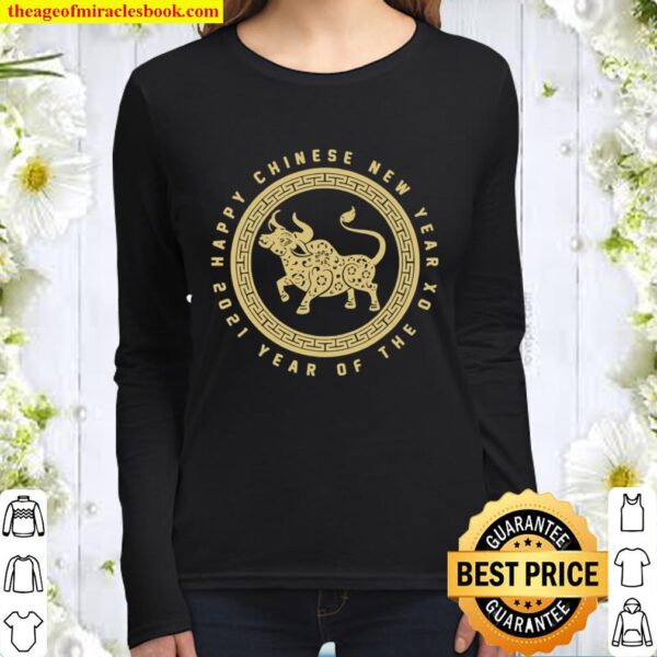 Year Of The Ox Happy Lunar Chinese New Year 2021 Logo Women Long Sleeved