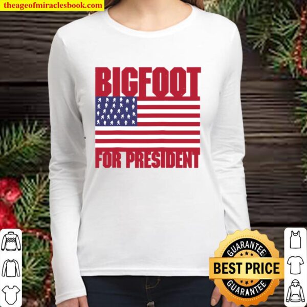 bigfoot for president usa raglan baseball Women Long Sleeved