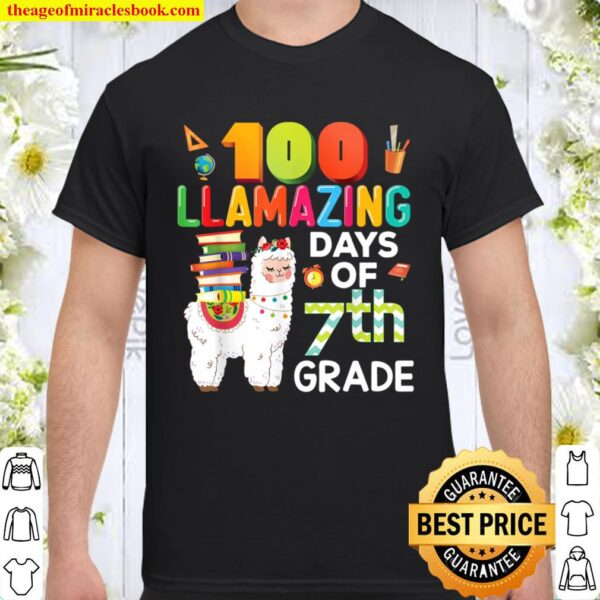100 Llamazing Days Of 7th Grade 100th Day Llama School Shirt