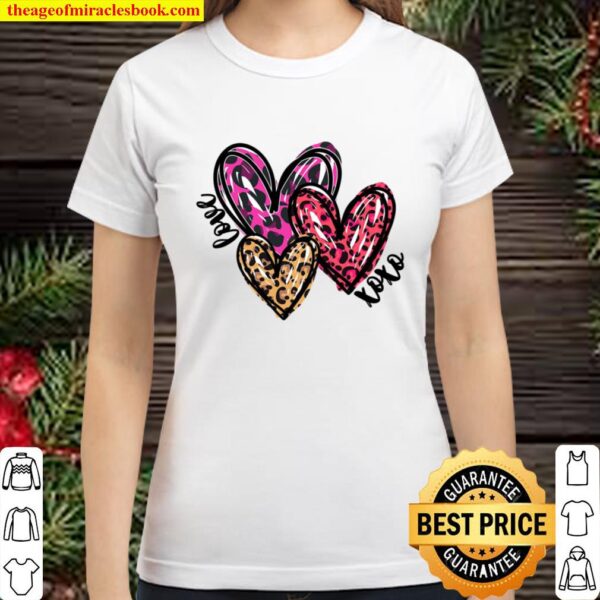 3 Heart Love Shirt, XOXO LOVE Shirt, Valentines Day Shirt, Buffalo Pla Classic Women T-Shirt
