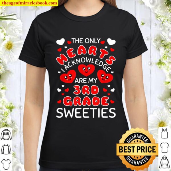 3rd Third Grade Teacher School Valentine Day Heart Design Classic Women T-Shirt