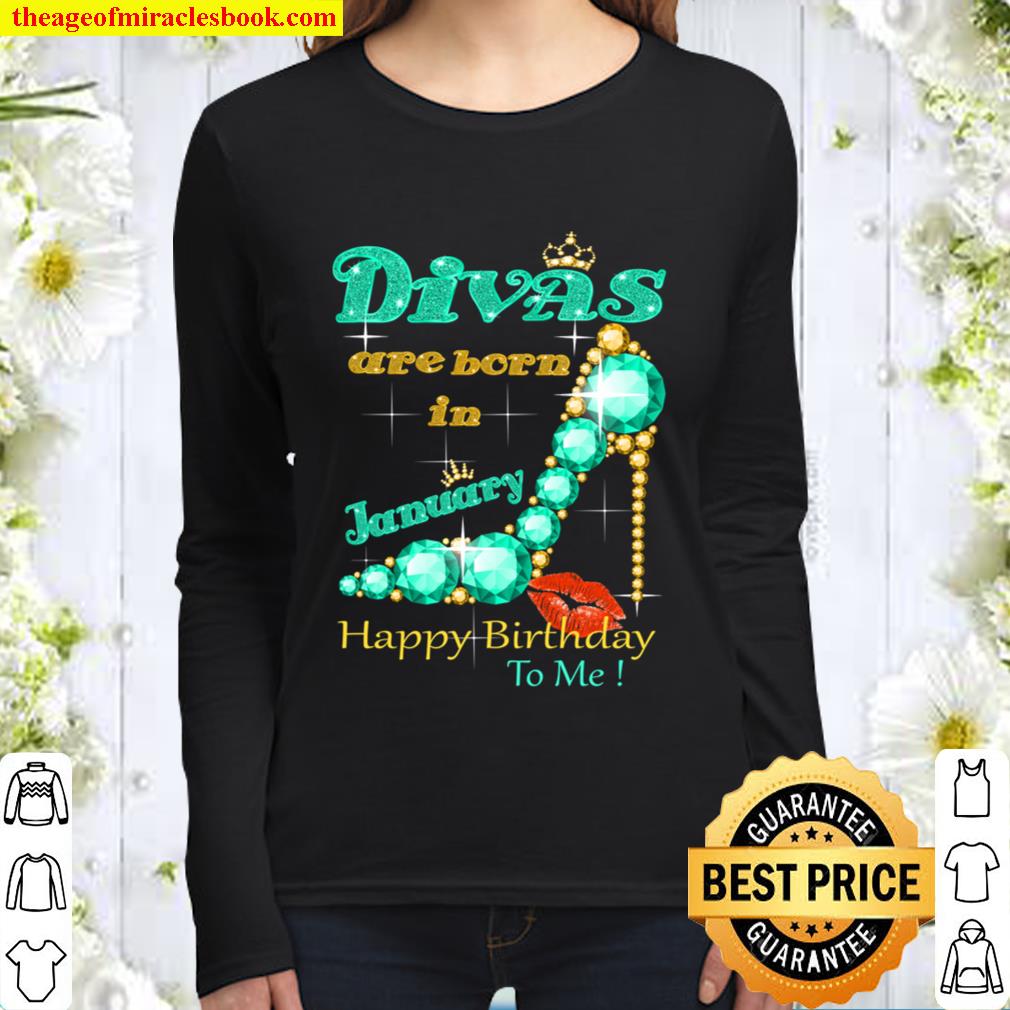 A Queen Was Born In January Happy Birthday To Me Women Long Sleeved