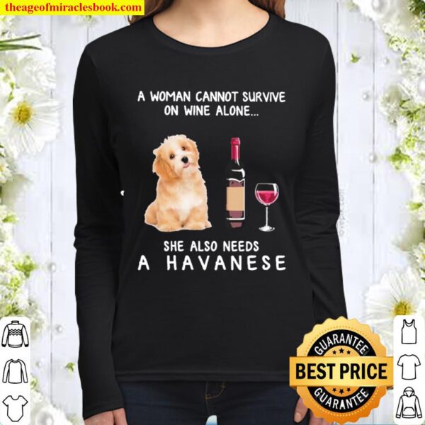 A woman cannot survive on wine alone she also needs a cockapoo Women Long Sleeved