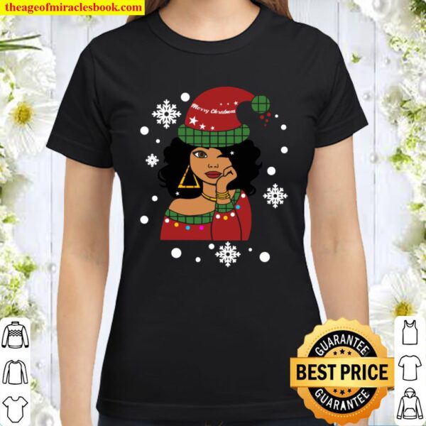 African American Christmas Santa Claus Classic Women T-Shirt
