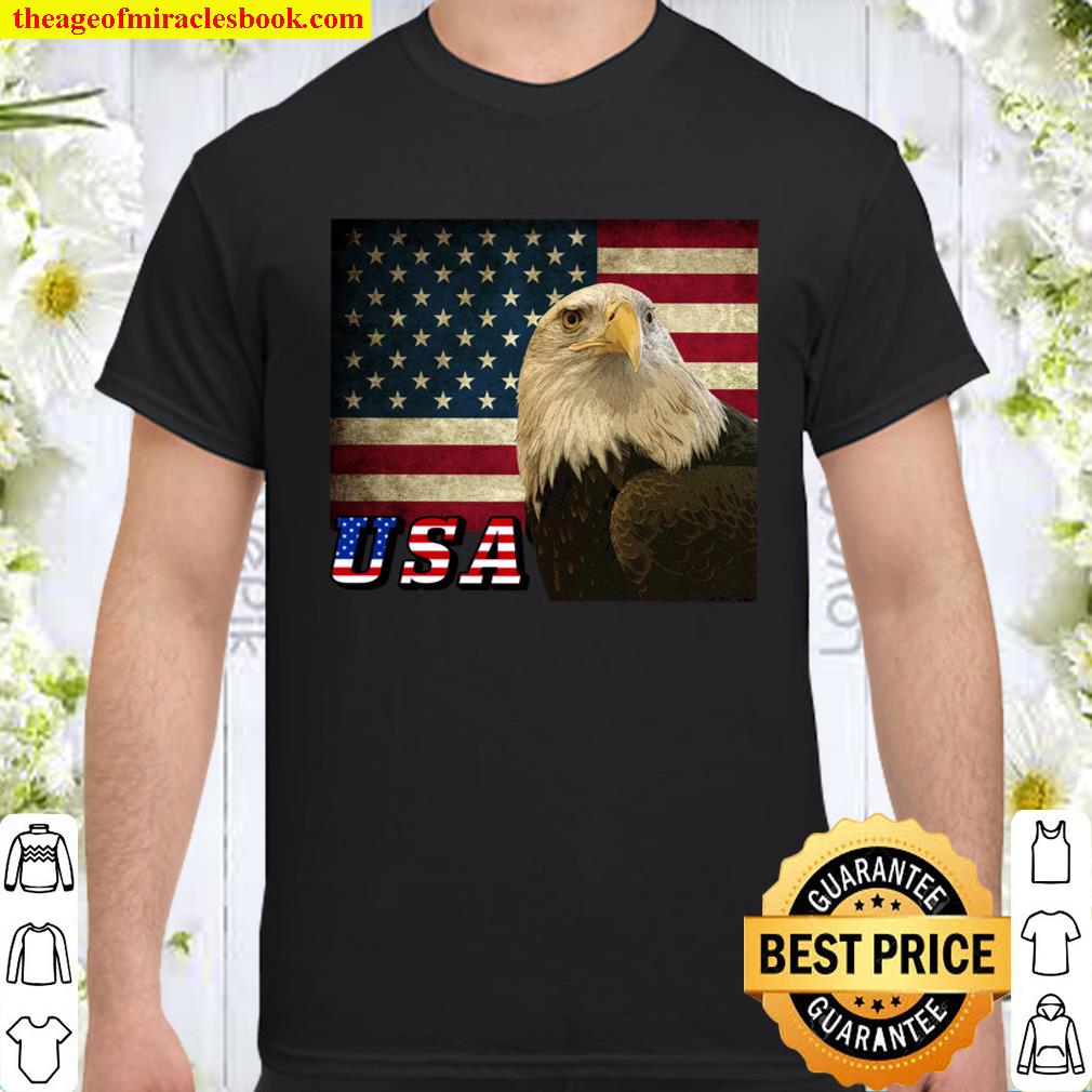 American Bald Eagle Retro Flag USA Text Hoodie, MbASSP Shirt