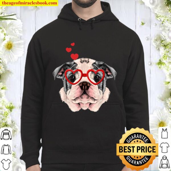 American Bulldog Funny Cute Dog Valentine Gift Heart Hoodie