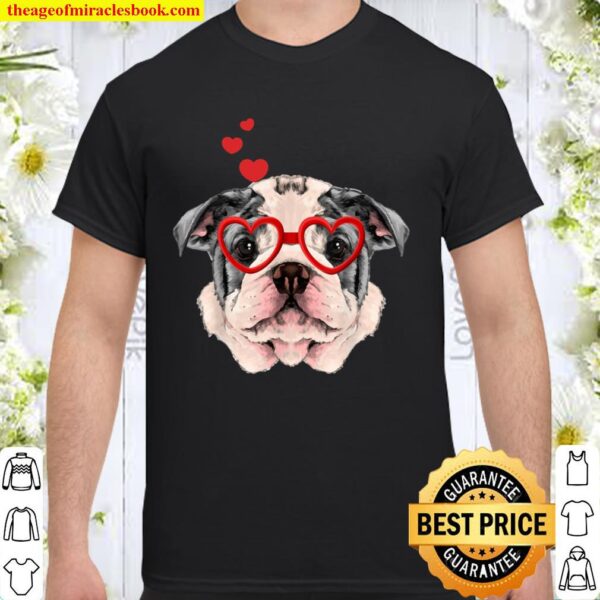 American Bulldog Funny Cute Dog Valentine Gift Heart Shirt