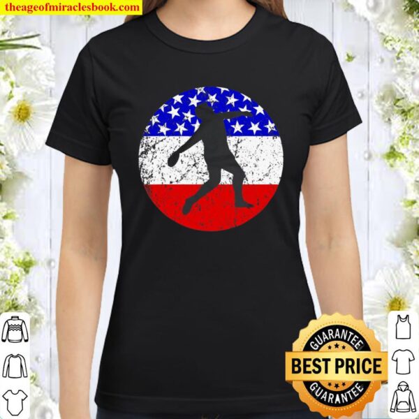 American Flag Discus Throw Vintage Retro Track And Field Classic Women T-Shirt