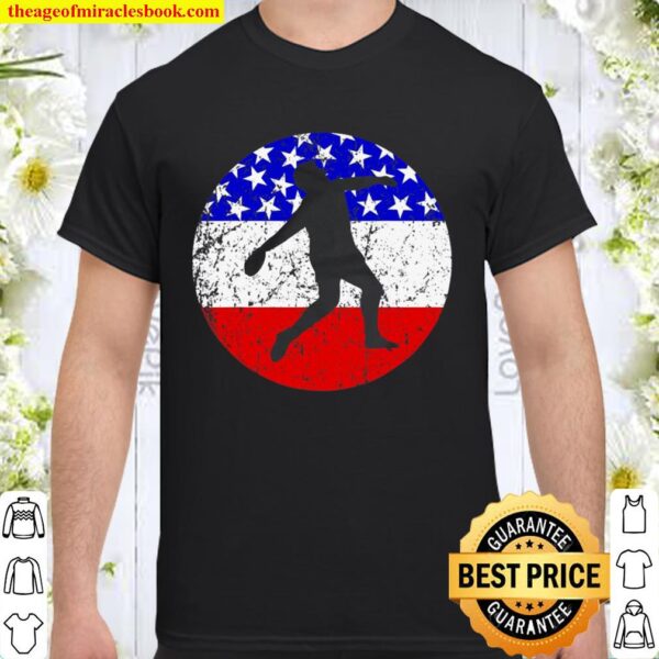 American Flag Discus Throw Vintage Retro Track And Field Shirt