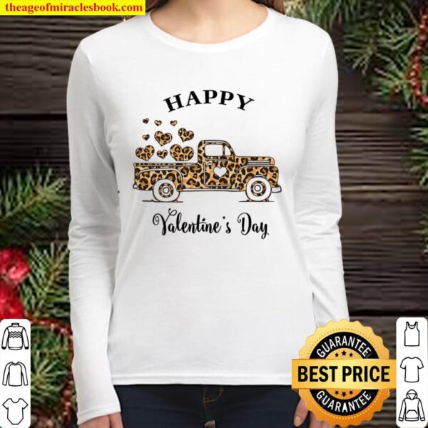 Animal Print Truck, Happy Valentines Day, Valentines Day Shirt For Cou Women Long Sleeved