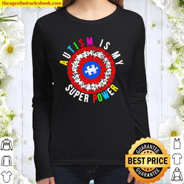 Autism Is My Super Power Captian Shield Women Long Sleeved