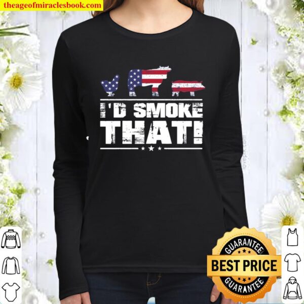 B-JOHN Number 1 Funny BBQ Shirt I Would Smoke That Meat Pitmaster Gril Women Long Sleeved