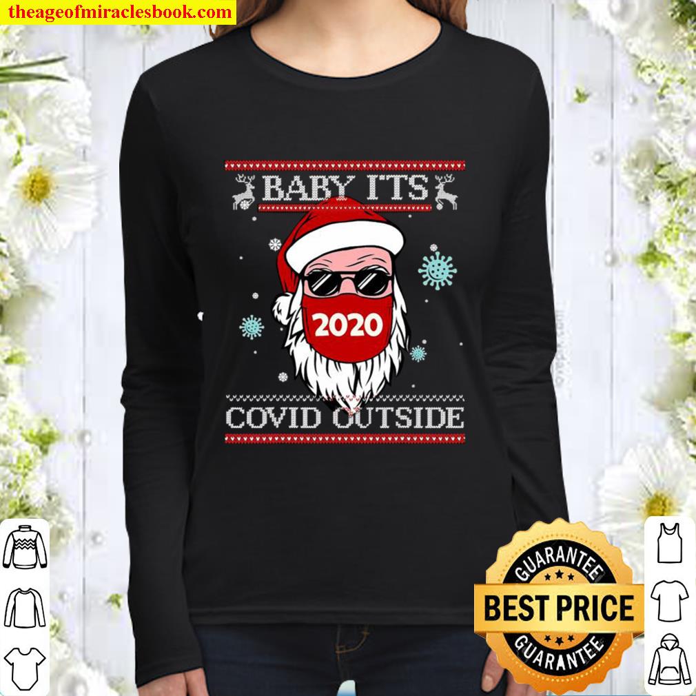 Baby It’s Covid Outside Santawear Mask 2020 Sunglasses Ugly Christmas Women Long Sleeved