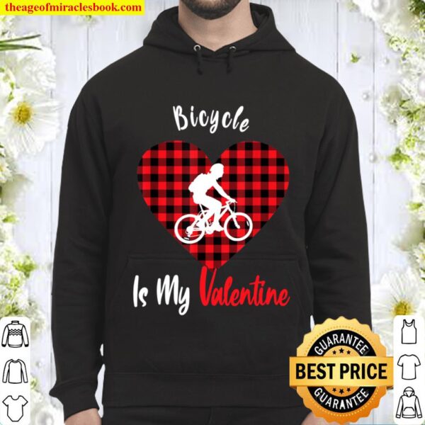 Bicycle Is My Valentine Funny Red Plaid Heart Biker Gifts Hoodie