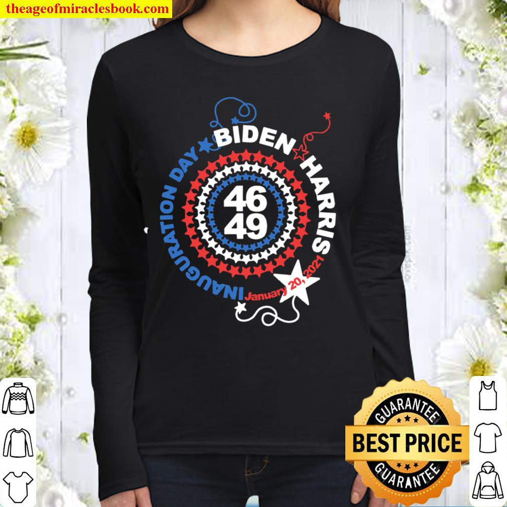 Biden Harris Inauguration Day 2021 Faith Restored Red White And Blue S Women Long Sleeved