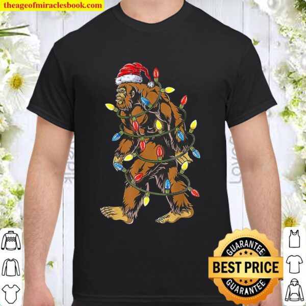 Bigfoot Santa Christmas Tree Lights Shirt
