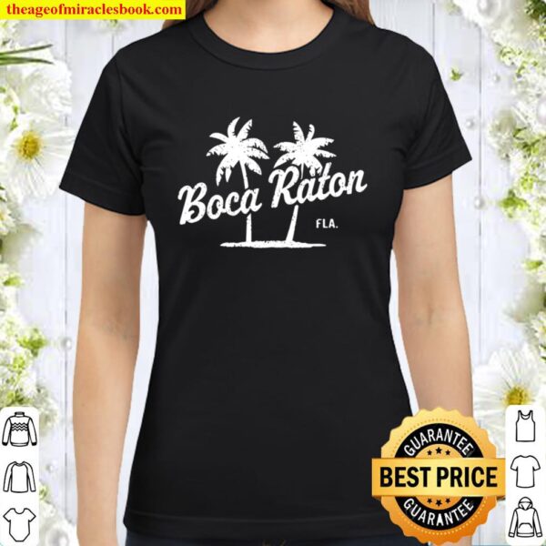 Boca Raton Florida Vintage 70s Palm Trees Graphic Classic Women T-Shirt