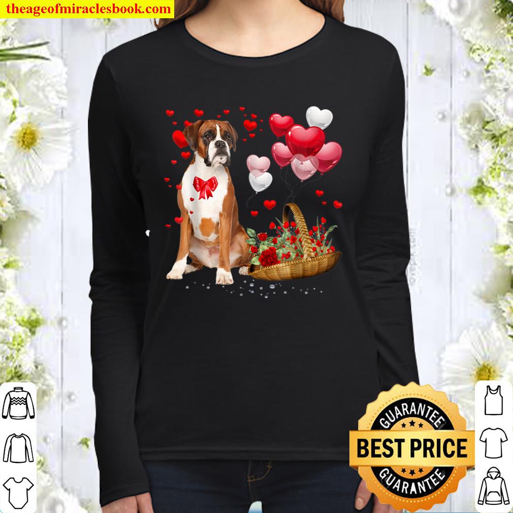 Boxer Valentines Day Shirt Funny Dog Valentine Gift Women Long Sleeved