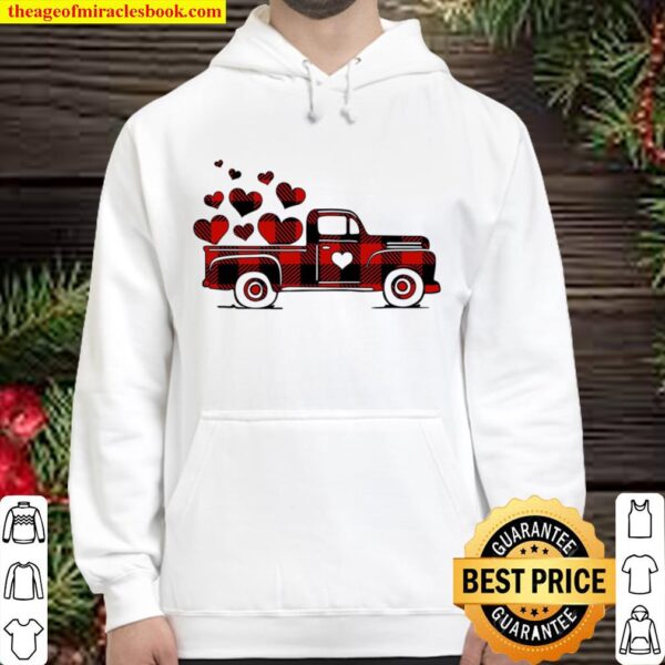Buffalo Plaid Valentine Truck, Happy Valentines Day, Valentines Day Sh Hoodie