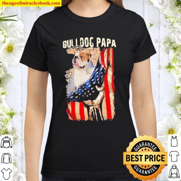Bulldog Papa American Flag Classic Women T-Shirt