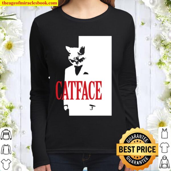 Catface Silhouette Black Cat In Suit Women Long Sleeved