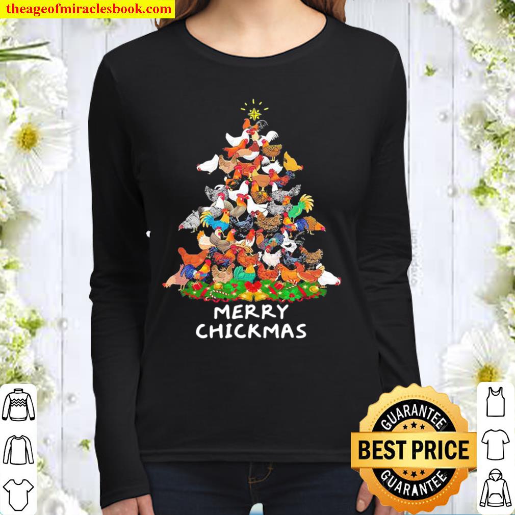 Chickens Merry Christmas tree Women Long Sleeved