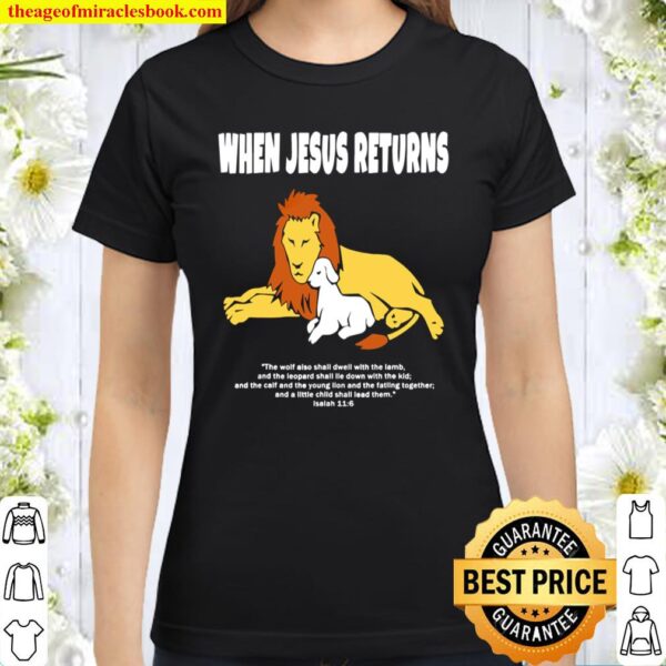 Christian Jesus Christ Lion Lamb Glorious Rest John 316 God Classic Women T-Shirt