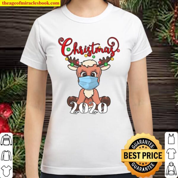 Christmas Reindeer In Mask 2020 Quarantine Matching Pajama Classic Women T-Shirt