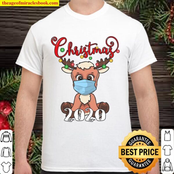 Christmas Reindeer In Mask 2020 Quarantine Matching Pajama Shirt