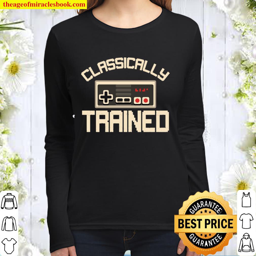 Classically Trained Video Game Retro Vintage Distressed Women Long Sleeved
