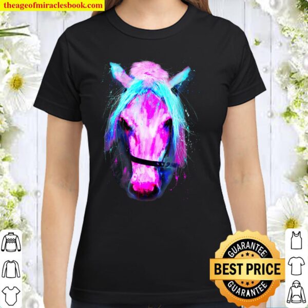 Colorful Horse Face, Watercolor Art Gift Classic Women T-Shirt
