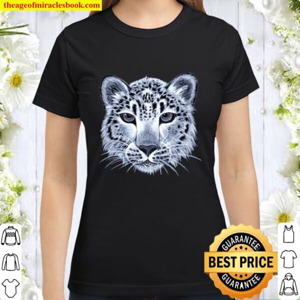 Cool Black and White Snow Leopard Cat for Women Classic Women T-Shirt