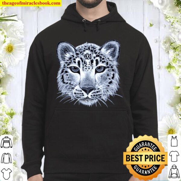 Cool Black and White Snow Leopard Cat for Women Hoodie