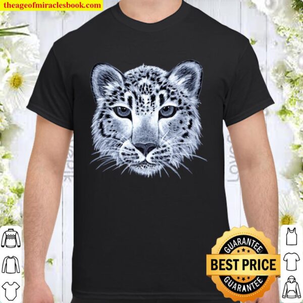 Cool Black and White Snow Leopard Cat for Women Shirt
