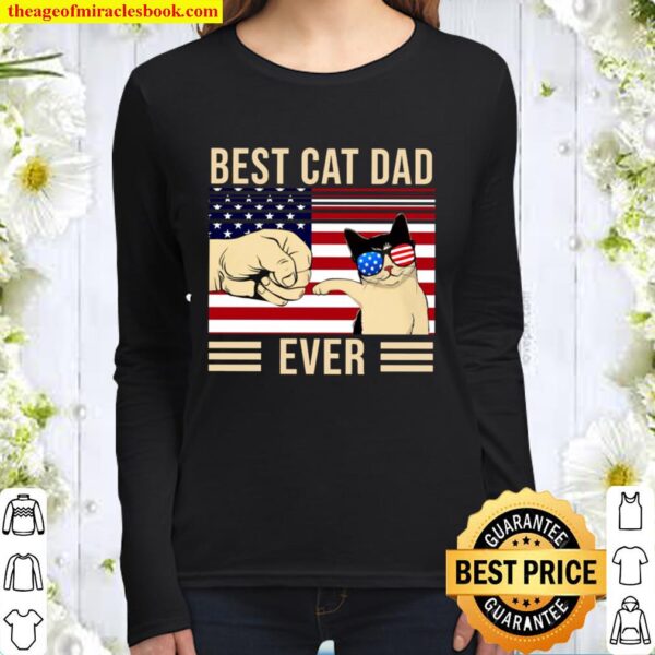 Cool Cat And Dad_Best Cat Dad Ever Women Long Sleeved
