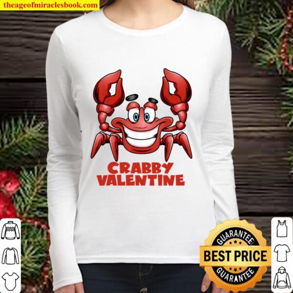 Crabby Valentine Funny Anti Valentine_s Day Adult Kids Crab Women Long Sleeved