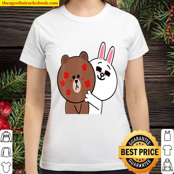 Cute Brown Bear Cony Bunny Rabbit Shower Me With Love Kisses Classic Women T-Shirt