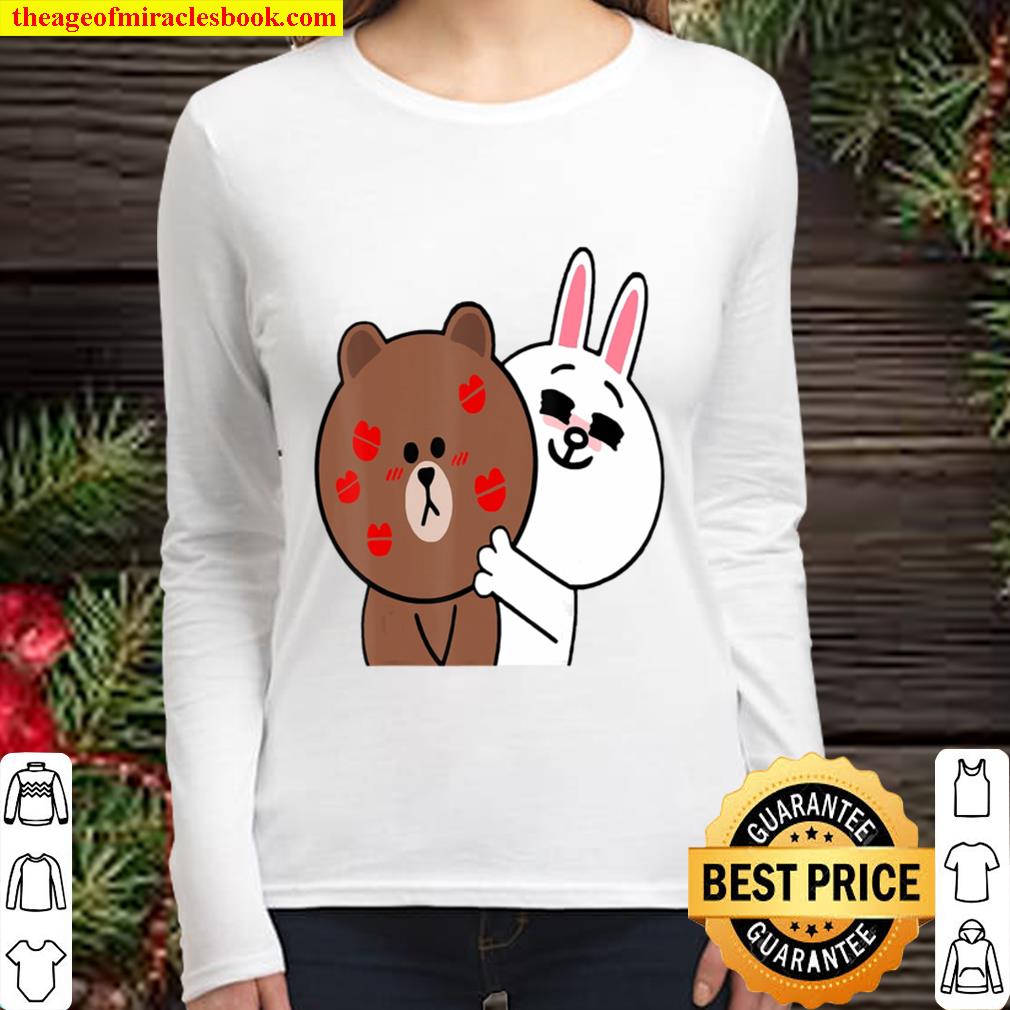 Cute Brown Bear Cony Bunny Rabbit Shower Me With Love Kisses Women Long Sleeved