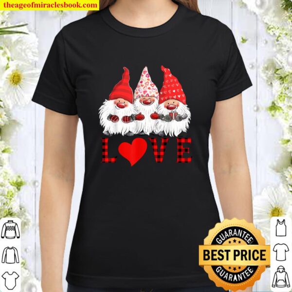 Cute Gnomes Love Plaid Cute Sweet Valentine Gift Classic Women T-Shirt