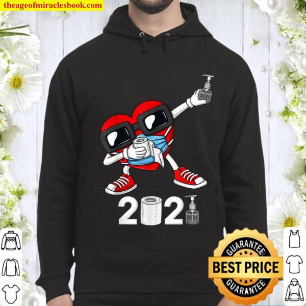 Dabbing Heart In A Mask Funny Valentines Day 2021 Dab Hoodie