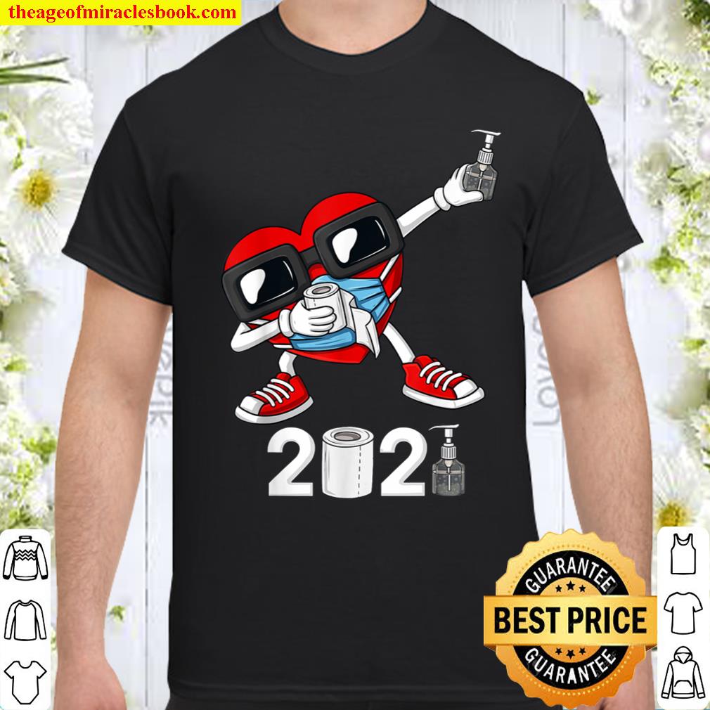 Dabbing Heart In A Mask Funny Valentines Day 2021 Dab Shirt